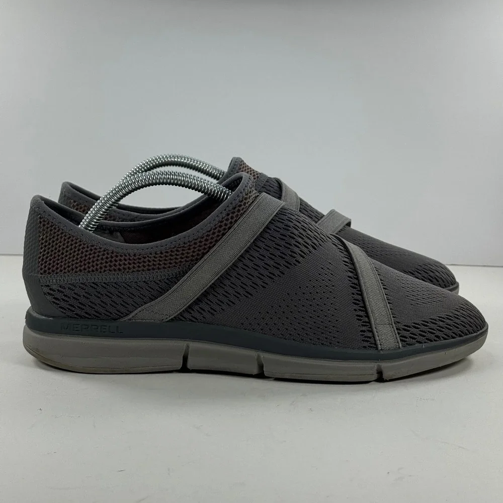 Merrell Womens Slip On Mesh Walking Shoes‎ Grey Elastic Strap Sneakers size 10